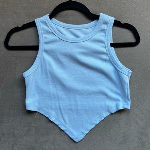 Light Blue Handkerchief Style Cropped Tank Top